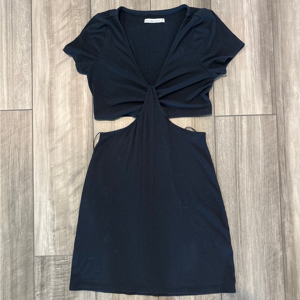 Abercrombie & Fitch Black Bodycon Mini Dress with Plunge Neckline